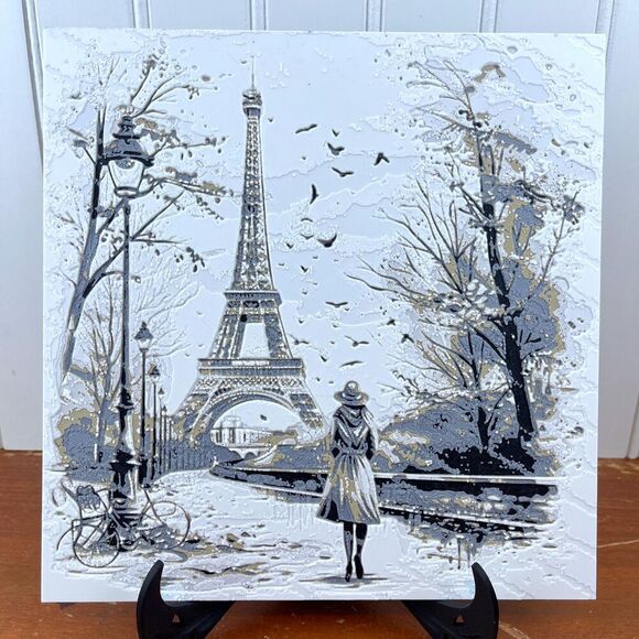 Eiffel Tower In Paris Wall Art, Woman in Paris, Parisian Charm - Picture 1 of 10